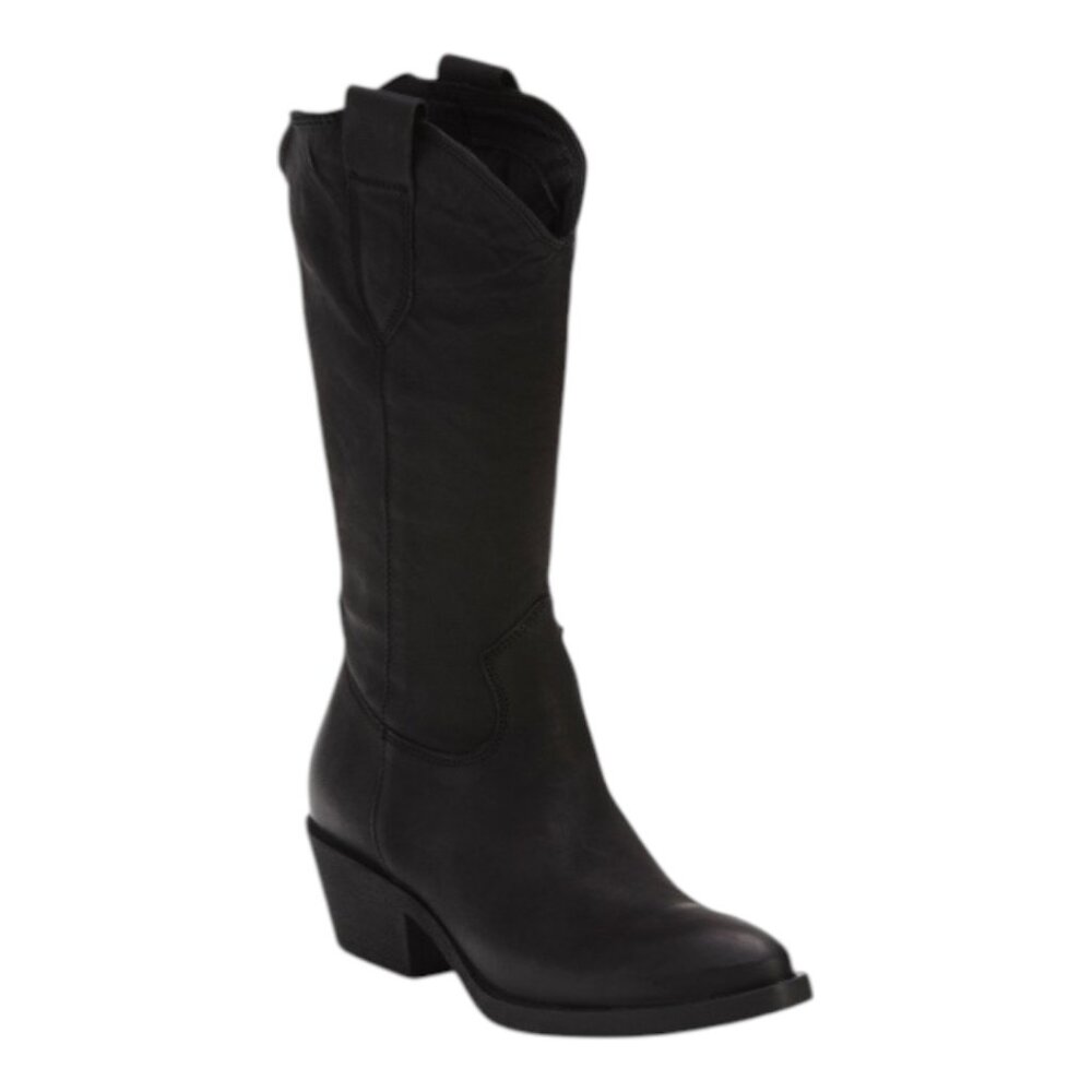 MIRROR Black Leather Western Boots